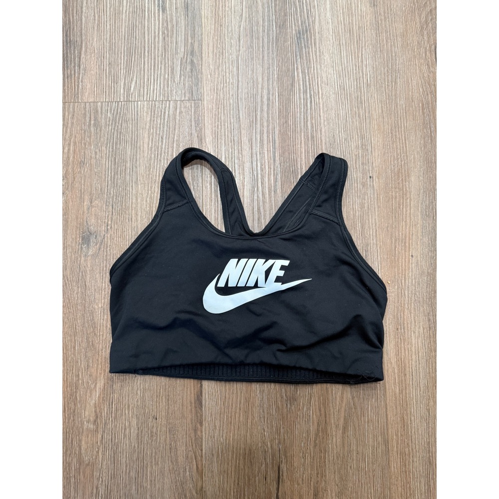 Nike Womens Swoosh‎ Racerback Sports Bra Black Medium Support Large 2139